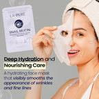 LA PURE Snail Mucin Mask – 10ct Korean Sheet Mask Pack for Signs of Aging, Aid Skin Repair & Hydration – Pure Snail Mask for Face with Collagen & Hyaluronic Acid – Cruelty-Free Hydrating Sheet Mask