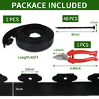 Yonroik No Dig Lawn Edging Kit,40 FT Landscape Edging Border with Stakes fit for Lawn,Flower Garden,Grass,Lawn Edging,The Yard (Black)