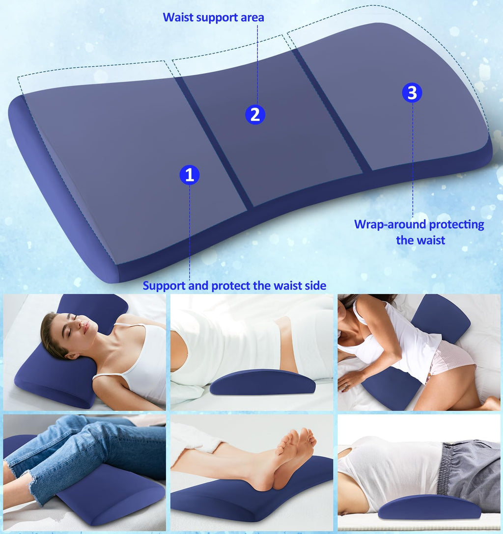 Futon Mattresses Lumbar Support Pillow for Bed Relief Back Pain: Lower Back Pillow for Sleeping - Memory Foam Waist Pillow - Bolster Pillow for Side, Back&Stomach Sleepers - Bed Rest Pillow