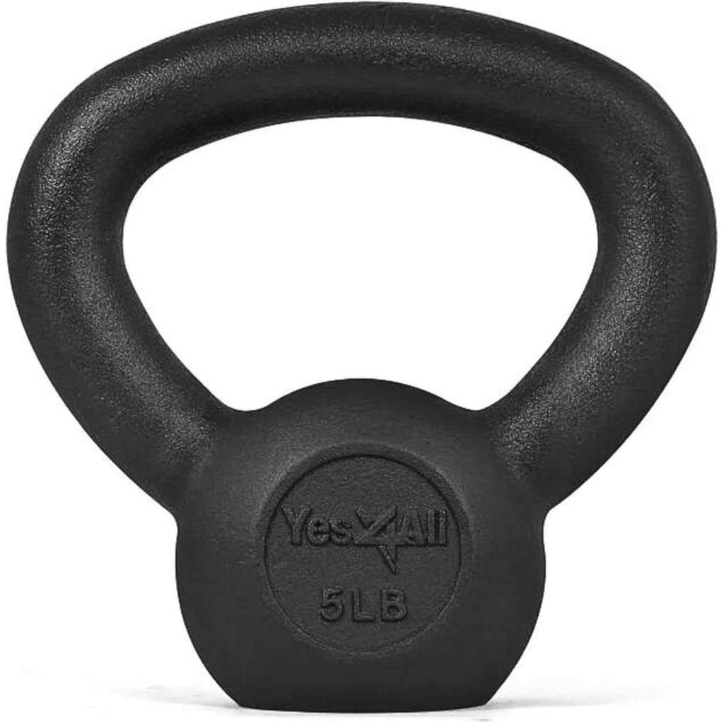 Yes4All Solid Cast Iron Kettlebell Weight ��� Great for Full Body Workout and Strength Training ��� Kettlebell 5 lbs (Black)