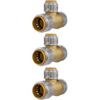 SharkBite Max 1 Inch x 1 Inch x 3/4 Inch Reducing Tee, Pack of 3, Push To Connect, PEX Pipe, Copper, CPVC, PE-RT, HDPE, UR416