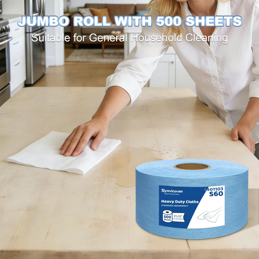 Synvicovan Heavy Duty Cloths, Extra Absorbent Towels Jumbo Roll,Blue