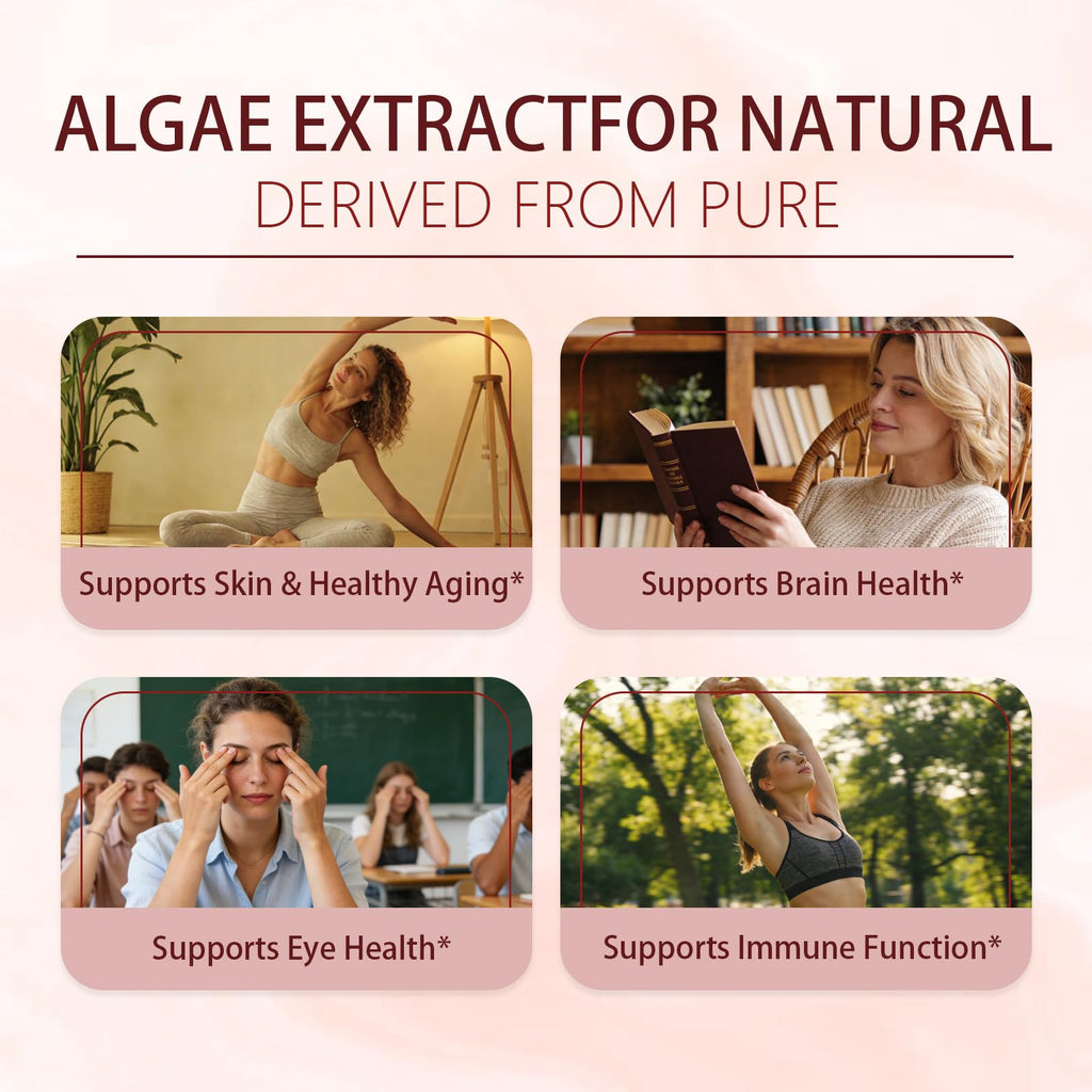 ZERIA Astaxanthin 12mg, Natural Microalgae Antioxidant for Eye, Skin & Immune Support - 150 Softgels