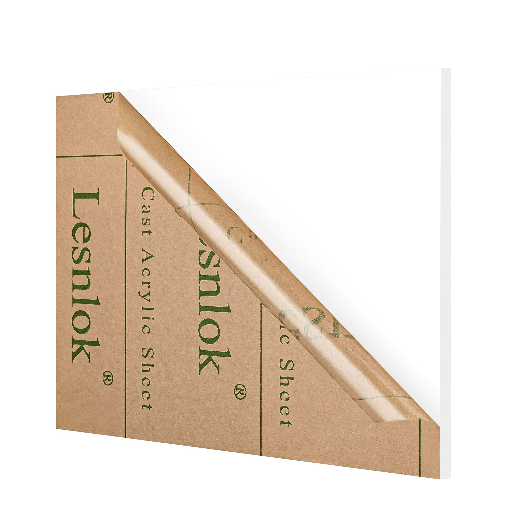 Lesnlok Matte White Acrylic Sheets 1/4 inch Thick 6mm 1 Pieces 12 x 20 Frosting Plexiglass Sheet,Suitable for Painting, Handicrafts, DIY Display Projects (1, Matte White, 12 x 20 x 1/4)
