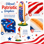 4th of July Porch Goose Outfit for 23" H 250th Anniversary Hot Dog Patriotic Goose Clothes American Flag Fits Independence Day Large Cement Statue Outdoor Patio Garden Yard Lawn Costume Decor