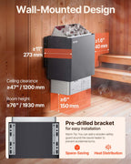 VEVOR Sauna Heater, 9KW 220V Electric Sauna Stove, Steam Bath Sauna Heater with External Digital Controller, 3h Timer & Adjustable Temp for Max. 317-459 Cubic Feet, Home Hotel Spa Shower FCC Certify