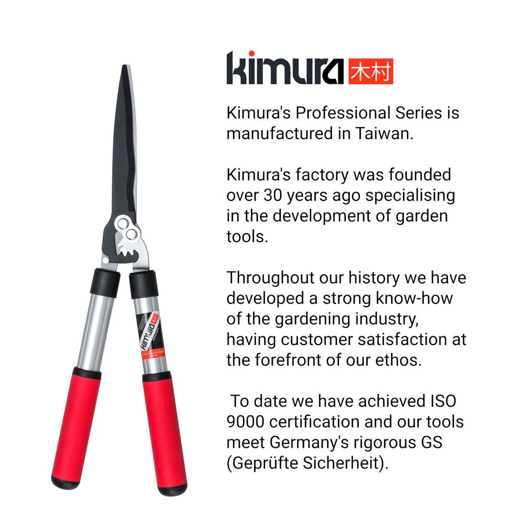 Kimura® Pro Heavy Duty Hedge Shears - Premium Garden Clippers with Patented Gearing Technology, Ultra Lightweight Aluminium Handles, Japanese SK5 Steel Blades, Ideal Shears for Gardening - 22" Trimmer