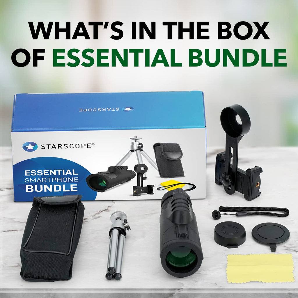 Starscope Monocular Telescope Smartphone Bundle - 10x42 Monoculars for Adults High Powered with Cell Phone Adapter | Bird Watching, Hunting, Hiking Pocket Scope | BAK4 Prism FMC Lens, Waterproof