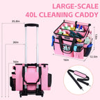 Extra Large Rolling Cleaning Caddy Bag with Wheels, Cleaning Baskets Bags with Detachable Trolley For Housekeepers , Water Resistant Cleaner Supplies Organizer with Wheels for Kitchen, Car