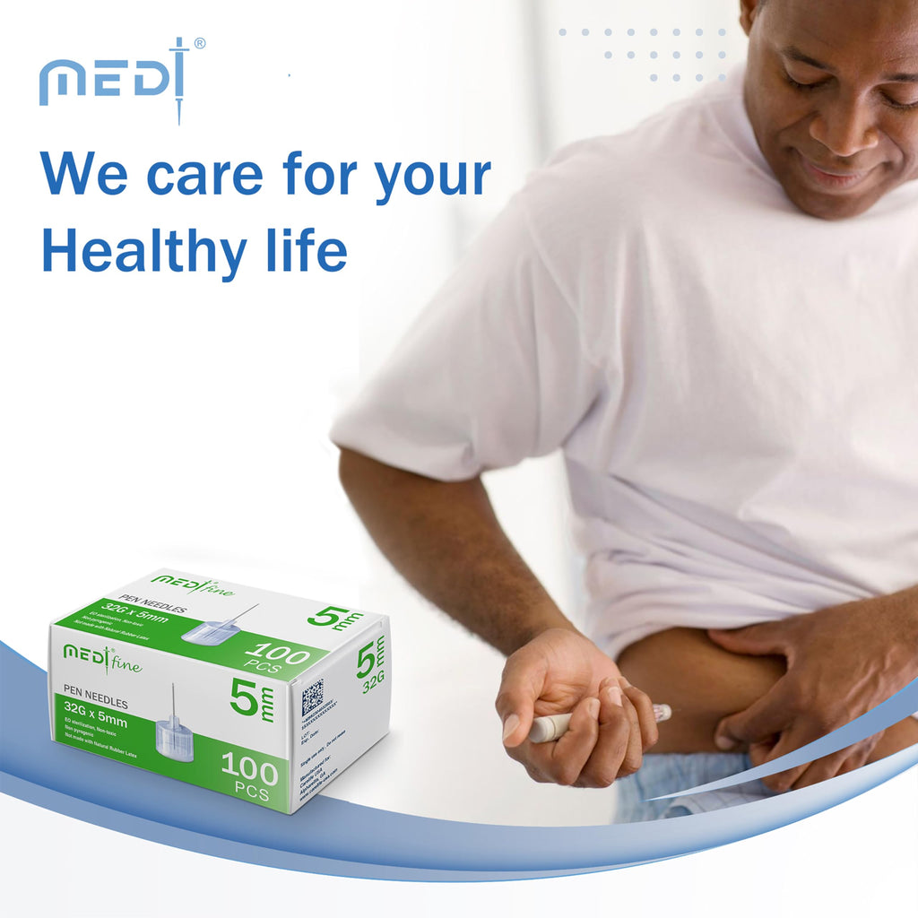Medt - Fine Insulin Pen Needles (32G 5mm), Diabetic Needles for Insulin Injections, Ultra Fine Compatible with Most Diabetes Pens - 48 Boxes of 100ct Bulk