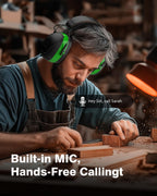 Qozybuds Bluetooth 6.0 Hearing Protection Headphones with 120H Working Time, 30dB SNR, Superior Stereo Sound Quality, Larger Buttons for Easy Operation, Safety Ear Muffs for Lawn Mowing, Workshops