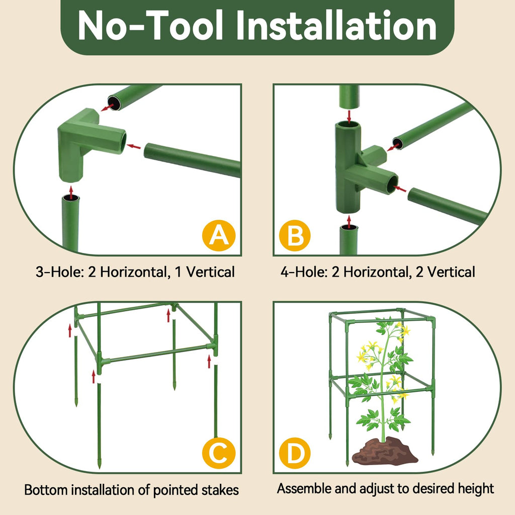 4 Pack 45" Tomato Cages for Garden, Heavy Duty Adjustable Plant Support