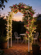 Adorox Metal Garden Arch Trellis for Climbing Plants 7.8ft Outdoor Arch Wedding Halloween Christmas Vine Trellis Pumpkin Archway Assemble Freely 2 Sizes White
