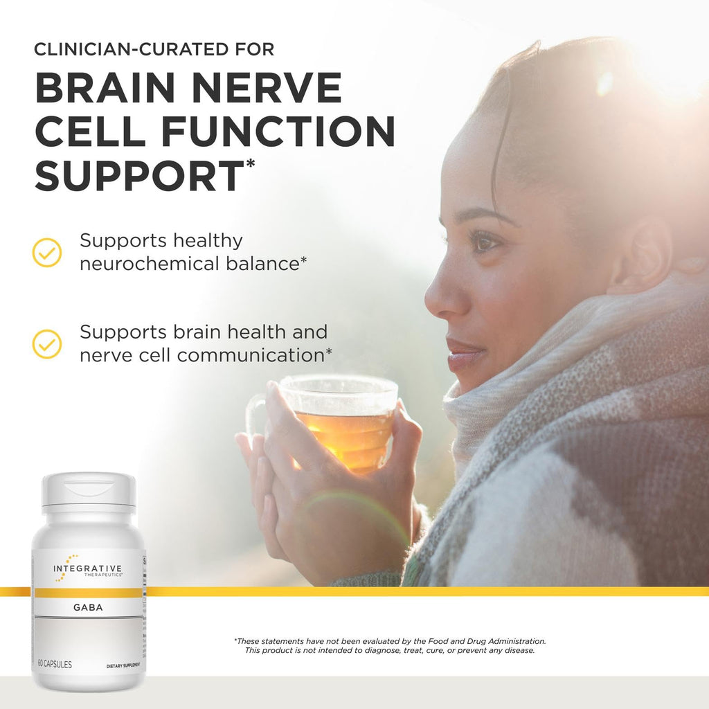 Integrative Therapeutics GABA - Brain Health Supplement that Supports Nerve Cell Function* - Support Neurochemical Balance & Neurotransmitter Production* - Dairy-Free - 60 Capsules (60 Servings)