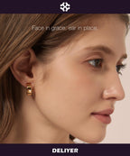 DELIYER Small Wide Huggie Hoop Earrings for Women Chunky Thick Gold Hoop Earrings Hypoallergenic Hoop Earrings Non Tarnish (Gold)