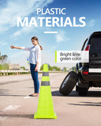 BATTIFE 40 Pack 28 Inch Collapsible Traffic Cones, Lime Green Safety Cones