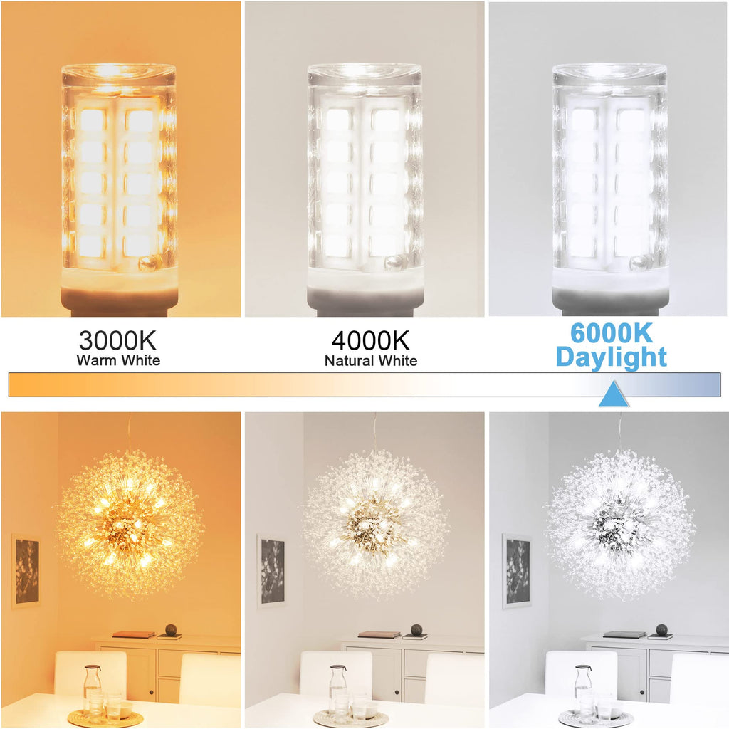 winshine 10 Pack G9 LED Bulb Bi Pin Base, 6000K Daylight 4W (40W Halogen Equivalent) T4 G9 Base Llight Bulbs for Chandeliers, 360° Beam Angle, 400LM, Non-dimmable for Home Lighting