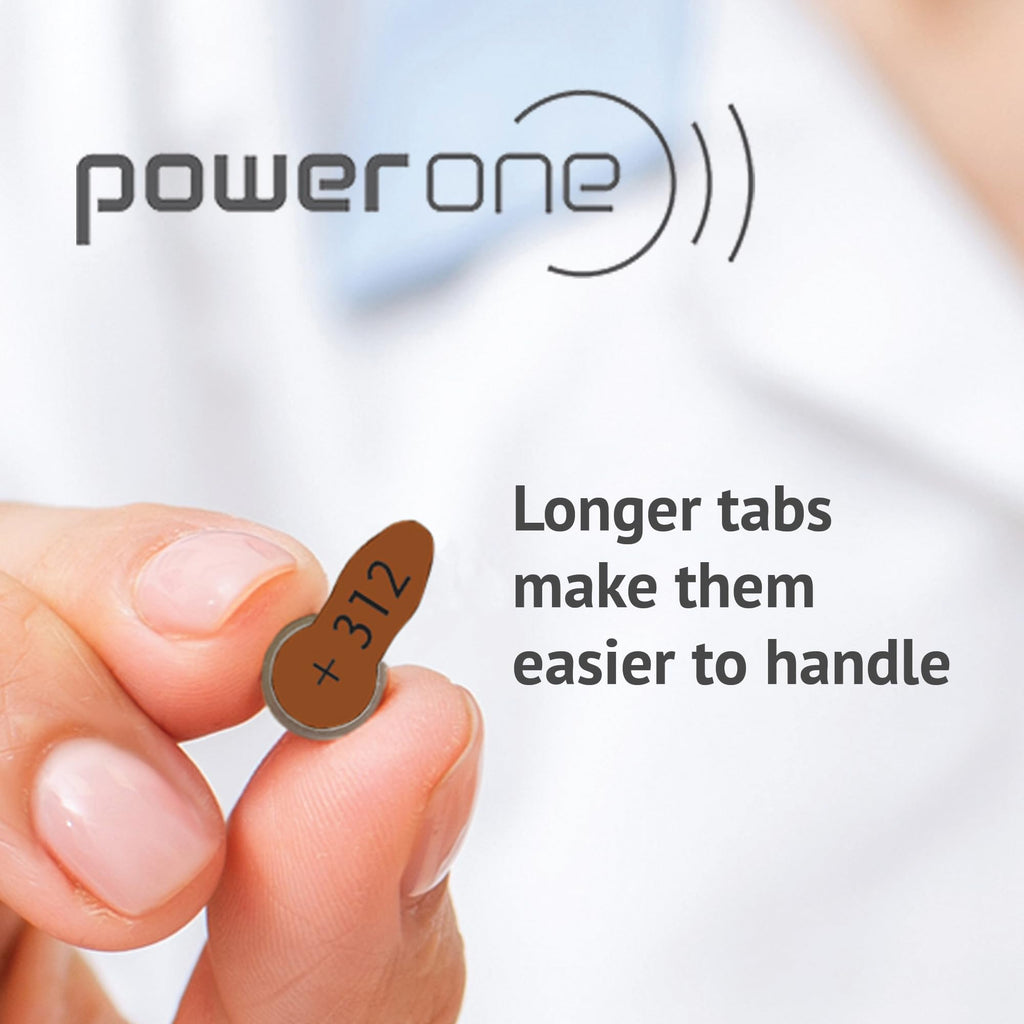 Power One Hearing aid Batteries Size 312 - p312 Battery for Hearing aid, Long-Lasting. Mercury-Free 1.45v zinc-air Hearing aid Batteries. (120 Batteries) - Expiration Date June 2028