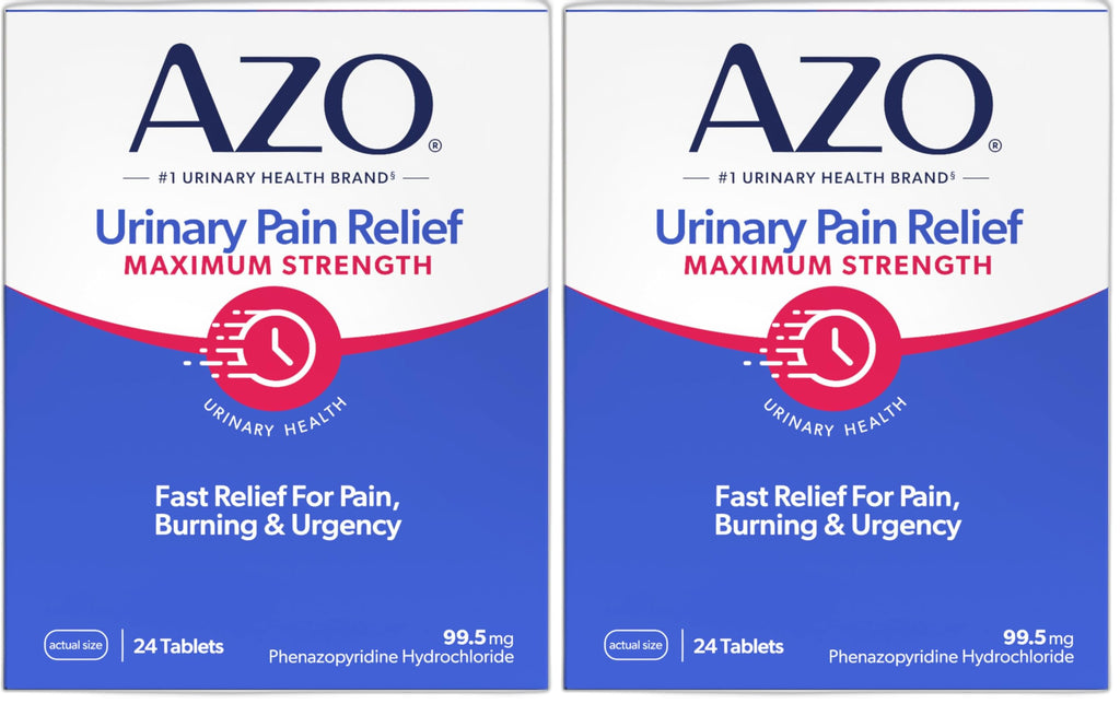 AZO Urinary Pain Relief Maximum Strength | Fast Relief of UTI Pain, Burning & Urgency | Targets Source of Pain | #1 Most Trusted Brand | 24 Tablets (Pack of 2)
