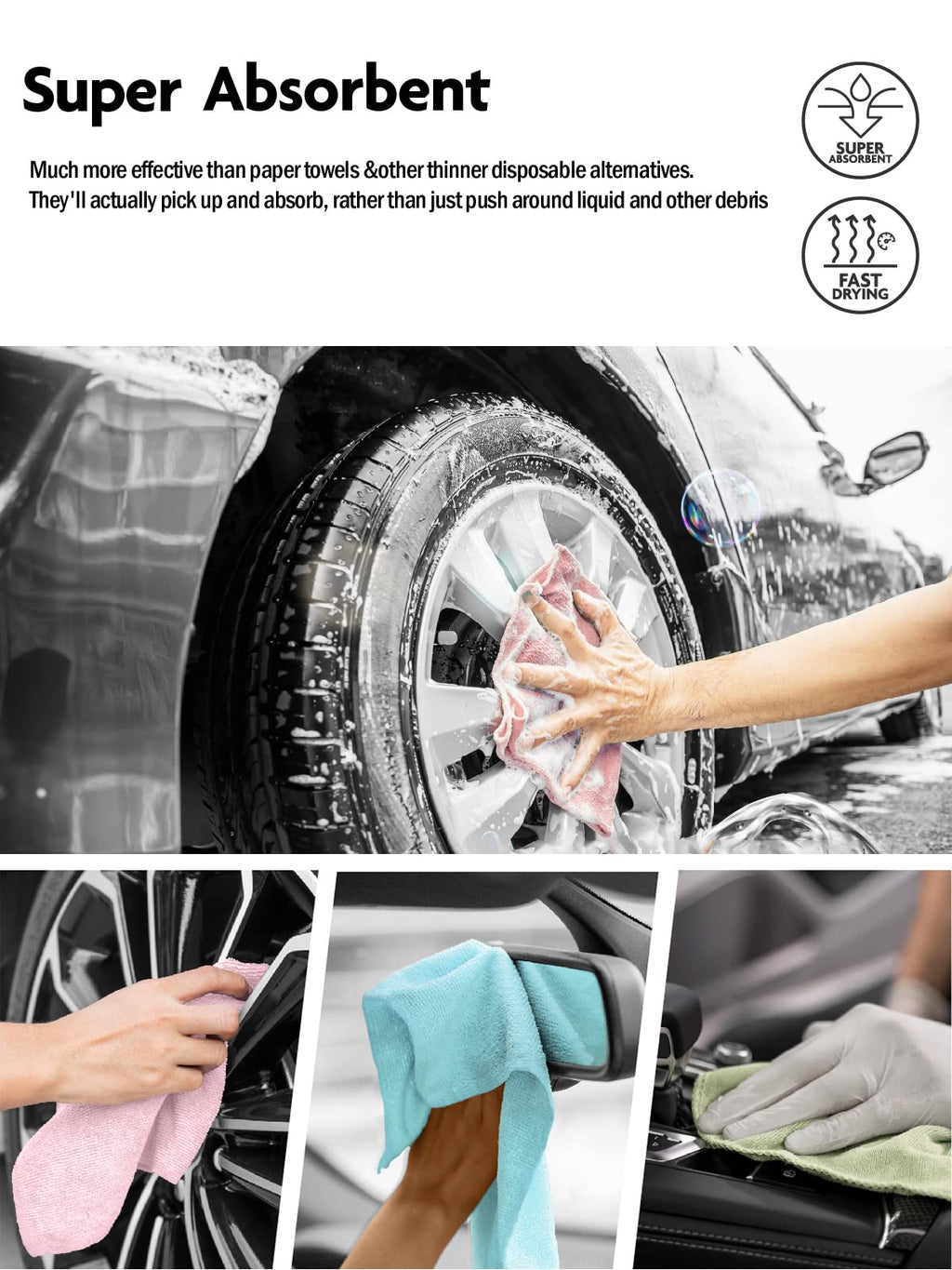 Fantasticlean Microfiber Cleaning Cloth Roll -40 Pack, Tear Away Microfiber Towels, 12" x 12", Reusable, Washable, Scratch Free, Ultra Absorbent Dishcloth for All-Around Cleaning Supplies (Blue)