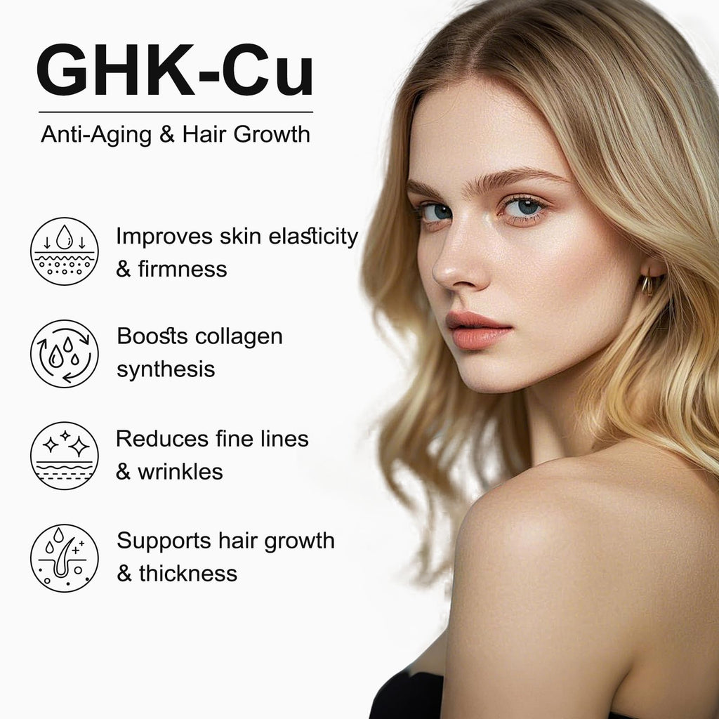 GHK-Cu Copper Peptide Supplement, Anti-Aging & Hair Growth Support, Improves Skin Elasticity & Firmness, Thicker, Fuller Hair, Easy Absorption, Precisely Dosed, 90 Vegan Capsules