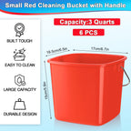 Zhehao 6 Pcs 3 Quart Small Sanitizer Cleaning Bucket, Red