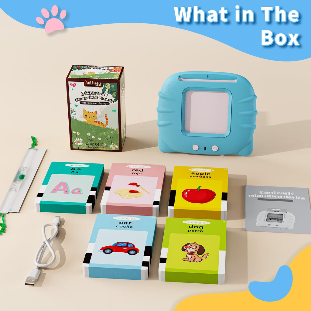 Aullsaty Toddler Toys Bilingual English and Spanish Talking Flash Cards for 1 2 3 4 5 6 Year Old Boys and Girls, Autism Sensory Toys for Autistic Children, Learning Educational Speech 250 Sight Words