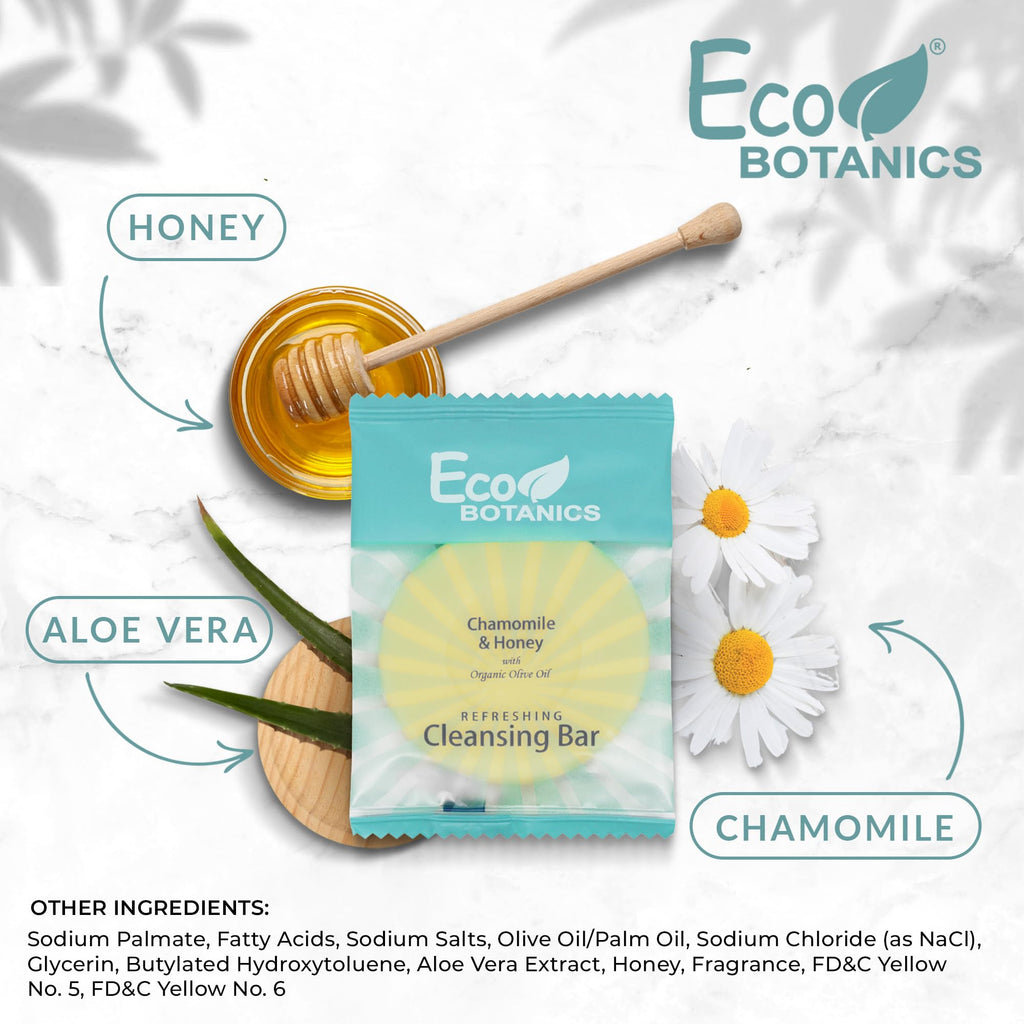 Eco Botanics Travel Size Hotel Cleansing Soap Bar 100 Count 0.5 oz Bottles Guest Amenities for Hotels Vacation Rentals & Short Term Rentals Paraben Free White Tea Scent with Aloe & Olive Oil