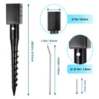 XYADX No Dig Ground Screw Anchor - Black Post Stake for 4x4 Wood Posts, Includes Lag Bolts & 27" Rebar, for Mailbox Posts and Fence Posts Anchor, 1 Pack