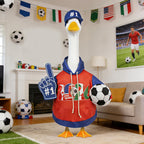 APHIUFR Soccer Themed Porch Goose Outfits,2 Pcs Adorable Goose Clothes Set with Hat,Ball & Foam Finger,Fits 23" Lawn Goose Statue Game Day Goose Costume for Garden Patio Yard Outdoor Decor