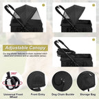 BestPet Pet Stroller Premium 3-in-1 Multifunction Dog Cat Jogger Stroller for Medium Small Dogs Cats Folding Lightweight Travel Stroller with Detachable Carrier, Black