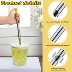 Lasnten 2 Pack Straw Puncher for Plastic Lids Lemonade Cups, Stainless Steel Straw Hole Puncher Punching Tools for Cafe Drinks Deli Container Squeezed Fresh Lemonade Stand Supplies (8.7 Inch,Yellow)