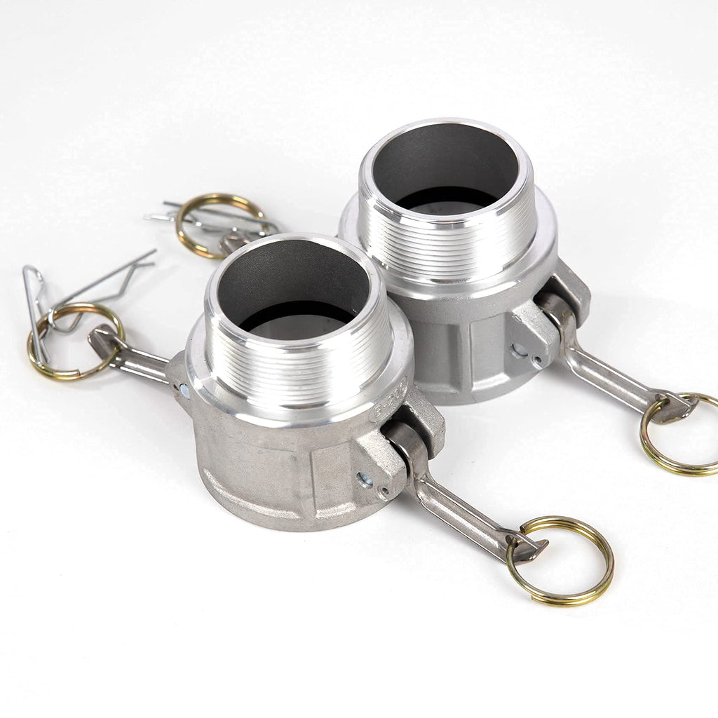 Quafwia 2 pcs Aluminum cam lock fittings (2" Part B) cam groove hose fitting camlock fittings, Male Adapter Female NPT Thread camlock fitting (2'')