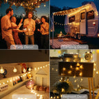 Metaku Globe String Lights Battery Operated Fairy Light 26ft 60LED & Remote