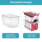 Vtopmart 6 Pack Clear Stackable Storage Bins with Lids, Large Plastic Containers with Handle for Pantry Organization and Storage,Perfect for Kitchen, Fridge, Cabinet, Bathroom Organizer
