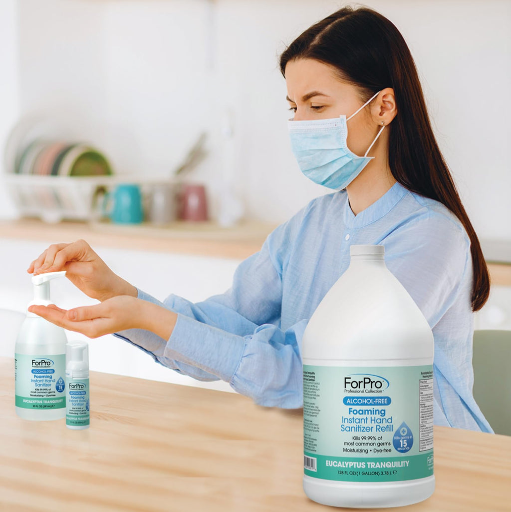 ForPro Alcohol-Free Foaming Instant Hand Sanitizer, 1 Gallon (128 fl oz) Refill – Moisturizing, Dye-Free Formula, Eucalyptus Tranquility Scent