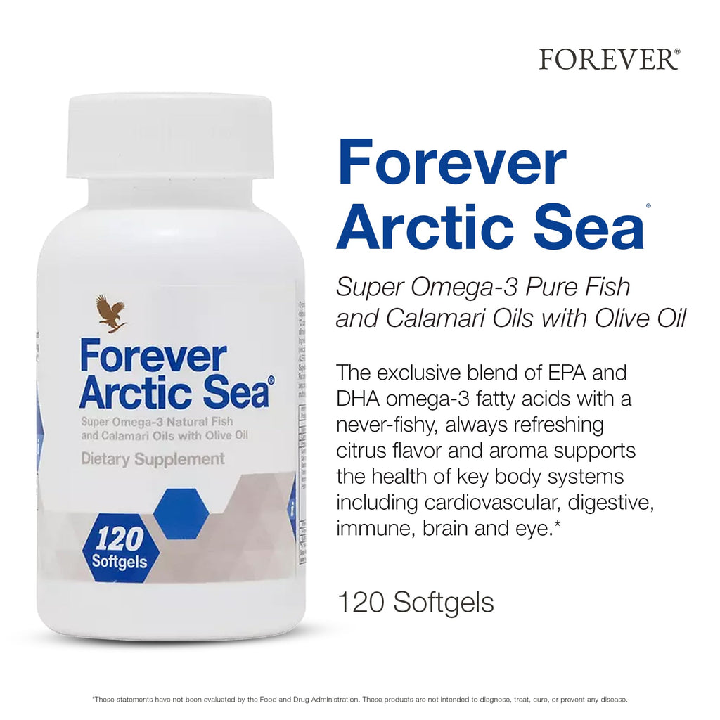 Forever Living - Arctic Sea Omega-3 - Supplement, EPA and DHA Fatty Acid Blend, Supports Heart, Brain, and Eye Health, Gluten-Free, 120 Softgels