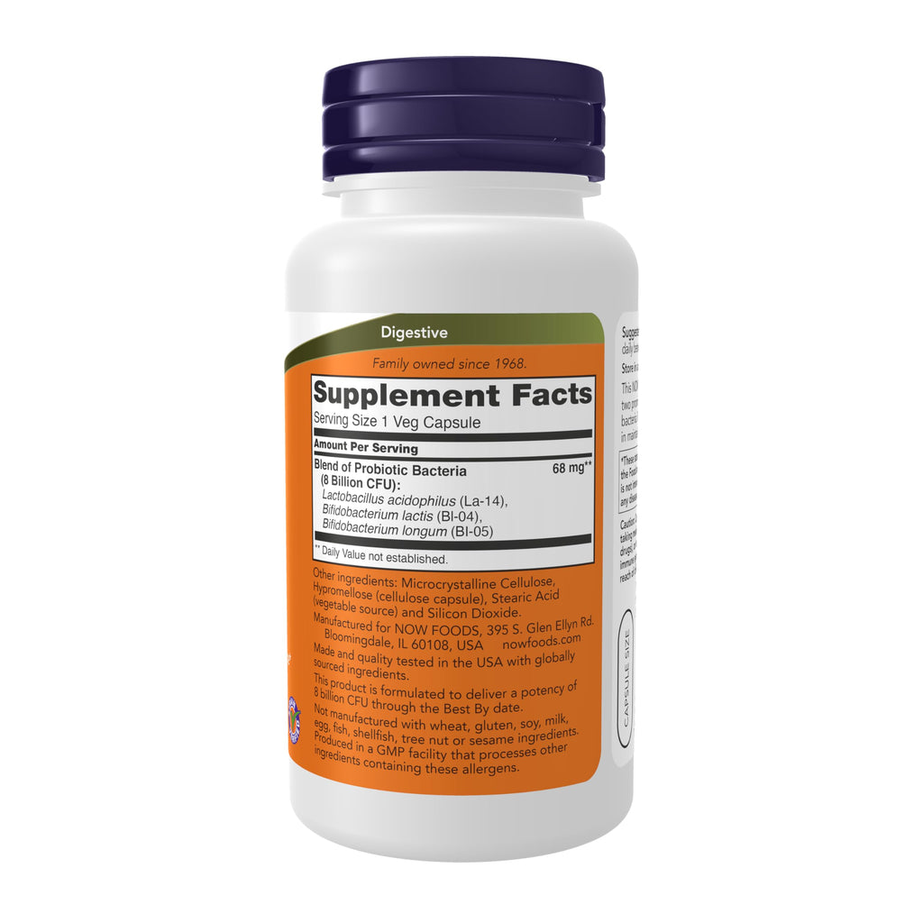 NOW Foods Supplements, 8 Billion Acidophilus & Bifidus, Dairy, Soy and Gluten Free, Strain Verified, 120 Veg Capsules