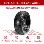 LTNICER 13" Flat Free Tires Compatible with Gorilla Carts,4.00-6 Solid Rubber Wheels with 5/8"Bearings,2.1"Offset Hub for Wagon Tire,Trailer Tire,Wagon Wheel Replacement,13 Trailer Tire Wheel(2-Pack)