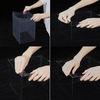 XININSUN 2Pcs Large Cake PET Clear Box, 10" X 10" X 9" with ribbon and pre-folded lid, for 8" cake packing carry, baking cookie display, Carry Tall Layer Gift, Festive Gift Box -Black