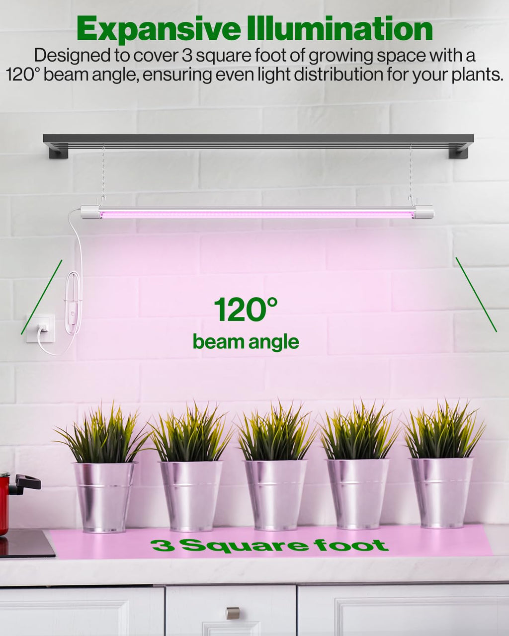 Sunco 4 Pack 3FT LED Grow Light, Full Spectrum, 30W
