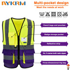 A-SAFETY Yellow purple High Visibility Vest Customize Logo (Yellow&Purple M)