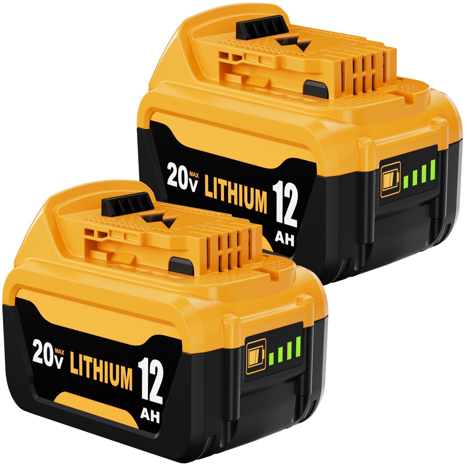 Goldspill 2 Packs 12000mAh High Capacity DCB206 Replacement for Dewalt 20V Max Battery Compatible with Dewalt 20V Battery Lithium Ion DCB200 DCB201 DCB203 DCB207 DCD/DCF/DCG Series Power Tools
