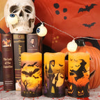 DRomance Halloween LED Flameless Pillar Candles Battery Operated with Timer