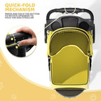 Magshion 3-Wheel Pet Stroller, Foldable Travel Jogger for Small & Medium Dogs & Cats (Up to 33lbs), Lightweight Carrier with Breathable Mesh Cover, Cup Holder & Storage Basket, Yellow