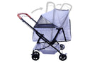 FOURPAW Reversible Pet Stroller (4 Wheels for Cats and Dogs) for Small and Medium Pets up to 33 lbs.Gray