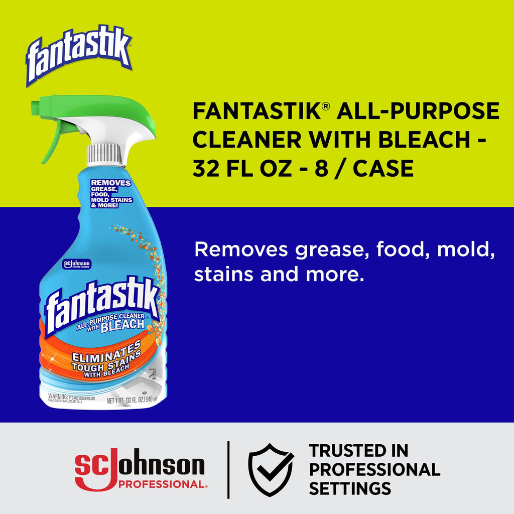 Fantastik 696716 All-Purpose Cleaner with Bleach, Fresh Clean, 32oz Trigger Bottle (Case of 8),(packaging may vary)