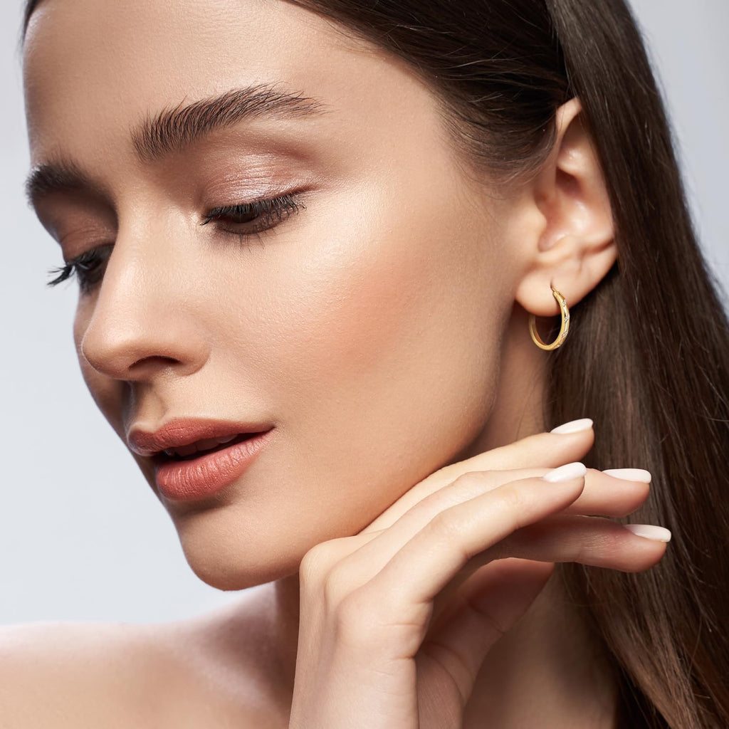 ELEBEST Gold Hoop Earrings for Women 14K Gold Earrings for Women 25mm