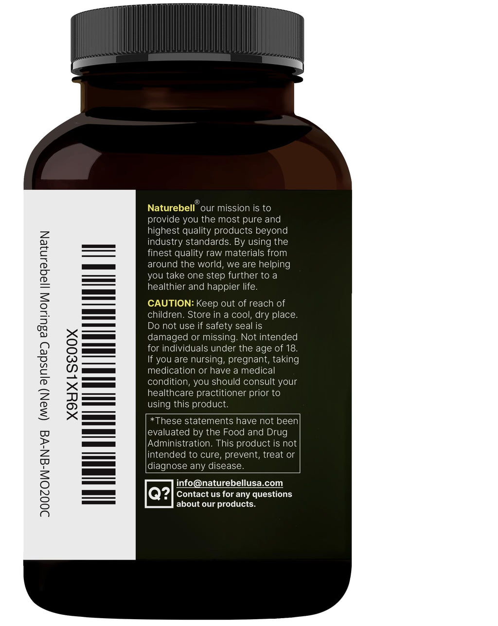 NatureBell Moringa - 240 Capsules - Organic Moringa for Immune, Energy & Skin Health Support* - Green Superfood Properties