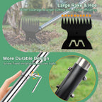 Larger Weed Puller Tool with Long Handle, 2-in-1 Heavy Duty Weed Rake & Hoe